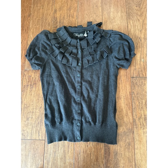 Twelve by Twelve Sweaters - Twelve by Twelve Charcoal Gray Cardigan L librarian fairygoth whimsigoth